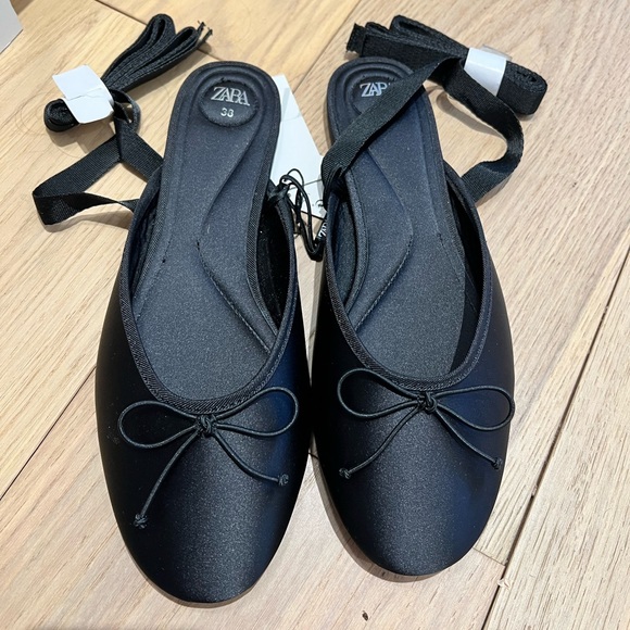 Zara lace up ballet flats with bow - Picture 4 of 5